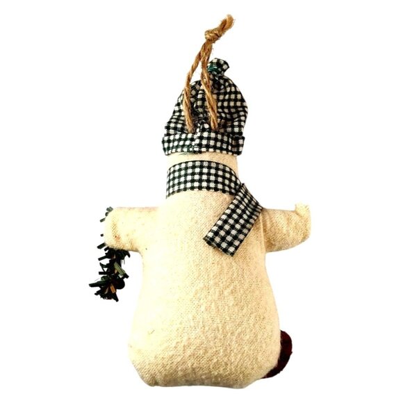 Set Of 8 Rustic Snowman Christmas Ornaments With Plaid Details & Button Accents - Picture 4 of 10